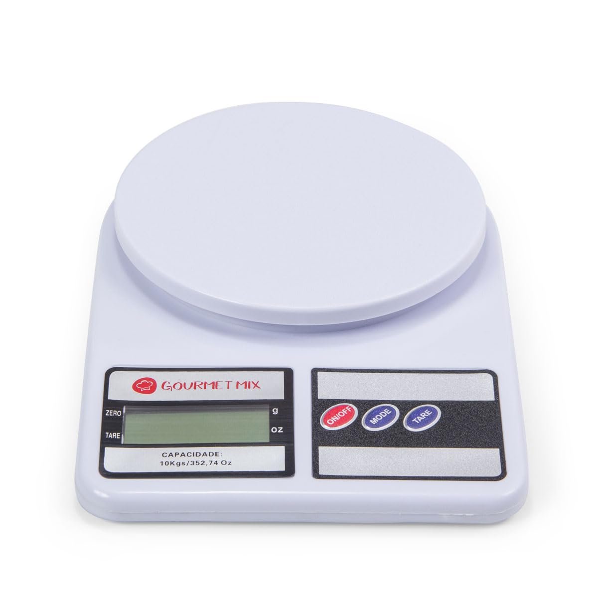 Gourmet Mix Balança de Cozinha Digital de Precisão até 10Kg Compacta em Polipropileno para Receitas Doces e Salgadas, Artesanato, Delivery e Laboratórios