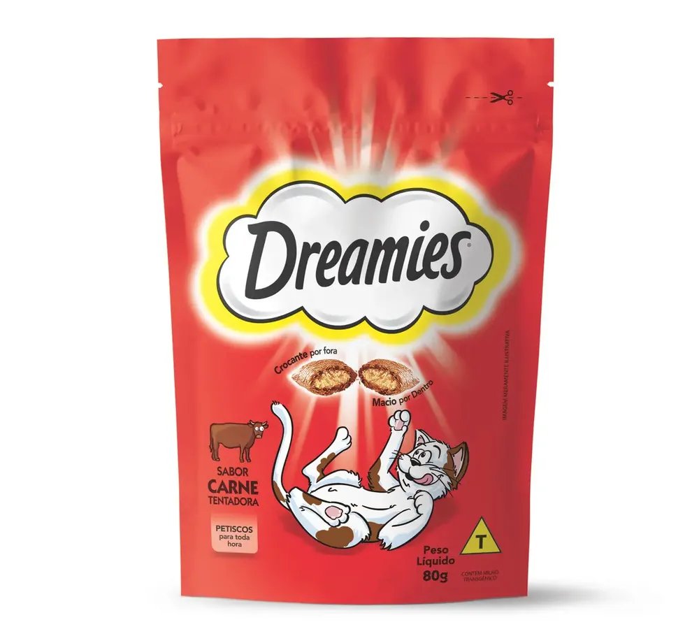 Petisco Dreamies Carne Gatos Adultos 80g
