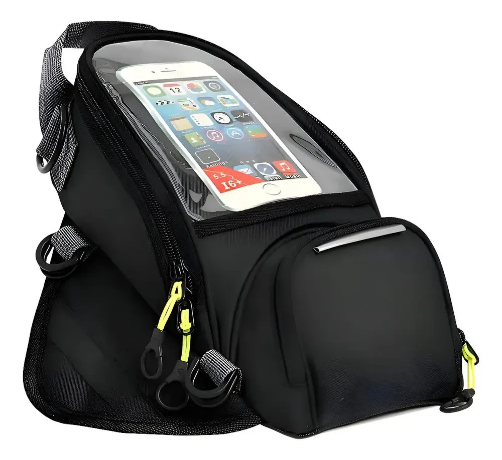Bolsa de Tanque para Moto Com Ímã, Impermeável e 4 Bolsos