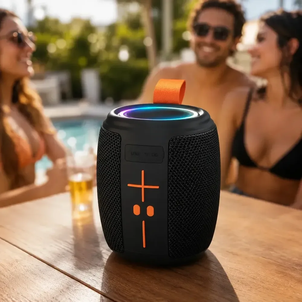 Caixa De Som Caixinha 50w Portátil Bluetooth Pequena Potente Rgb Tws Radio Fm Compacta Led Multiligui