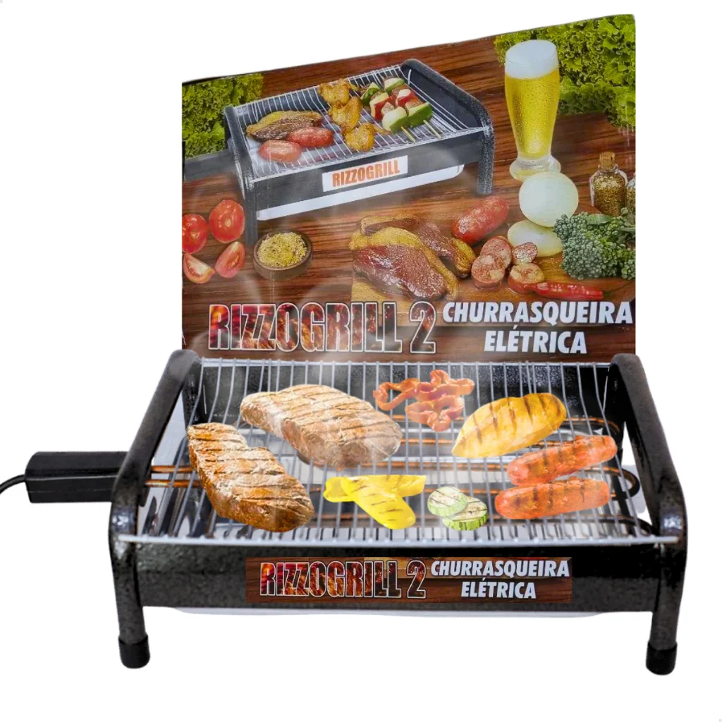 Churrasqueira Elétrica Portátil em Alumínio Craqueado Top Grill 2 Gourmet Com Pés Bivolt 110v / 220v