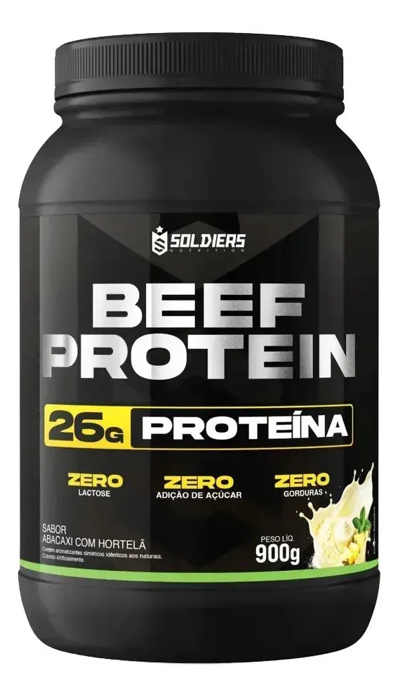 Proteína Beef Protein Zero Lactose Suplemento Alimentar Em Pó Abacaxi Com Hortelã 900g - Soldiers Nutrition