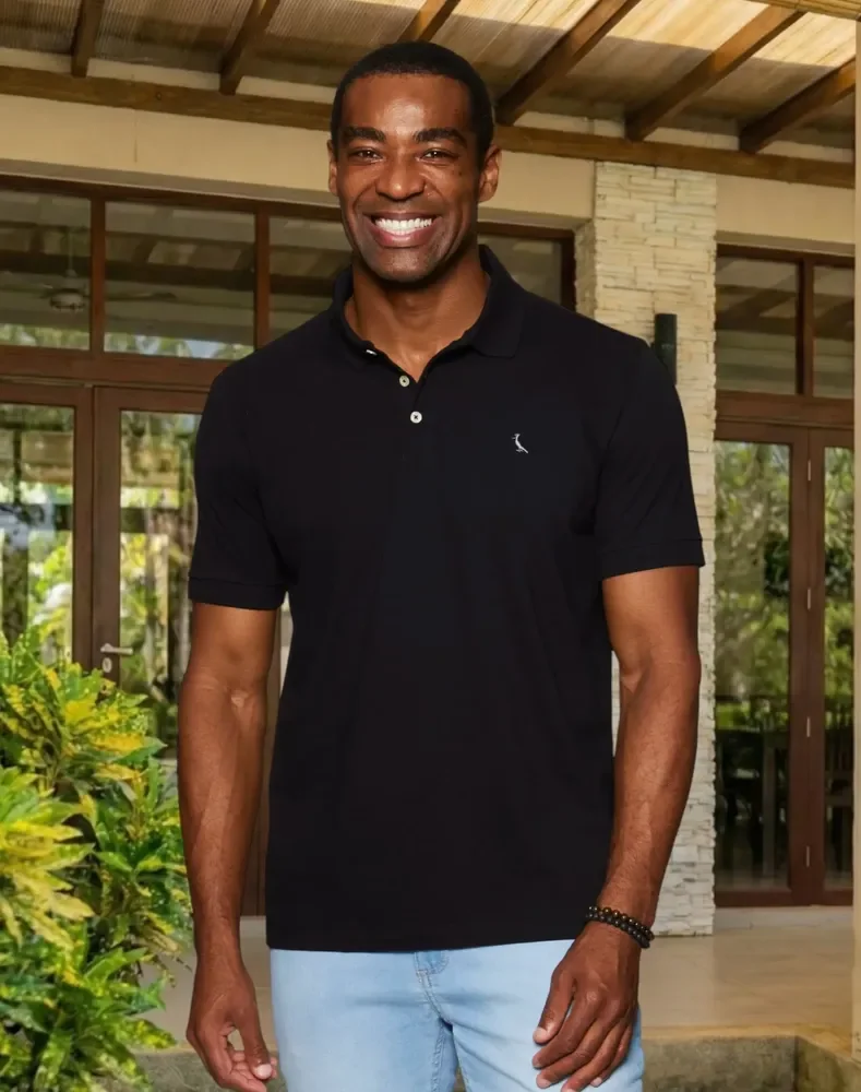 Camisa Polo Reserva Essence Básica Preto Liso G