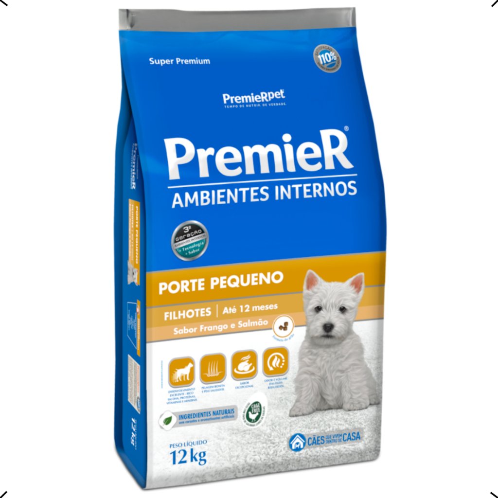RAÇÃO PREMIER AMBIENTES INTERNOS FILHOTE RAÇA PEQUENA 12KG