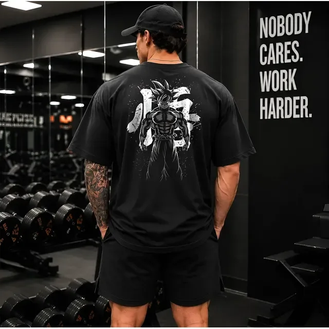 Camiseta Oversized Academia Treino Musculação Goku Algodao