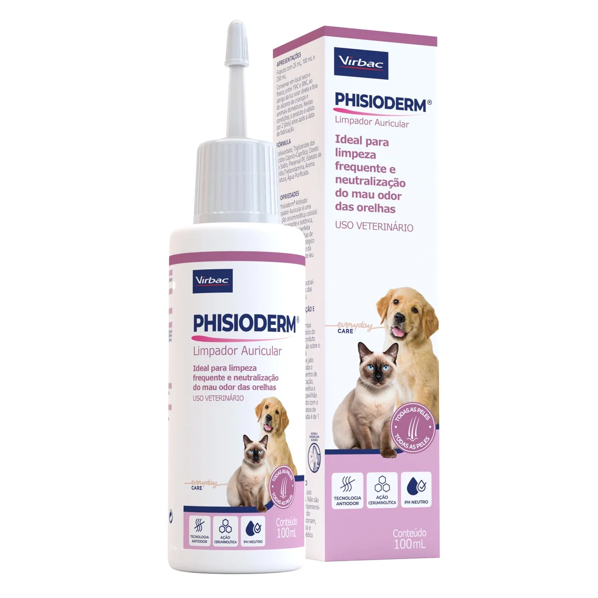 Virbac Phisioderm Limpador Auricular 100 mL