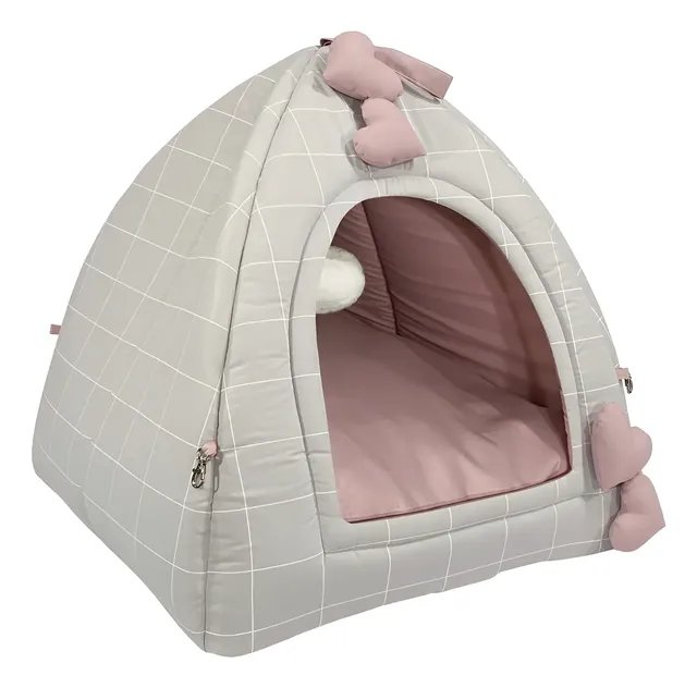 Cama Toca Iglu Pet Luxo Almofada Lavável De Fibra Siliconada