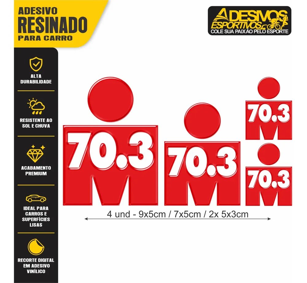 Adesivo Resinado Emblema Logo Triathlon Ironman 70.3