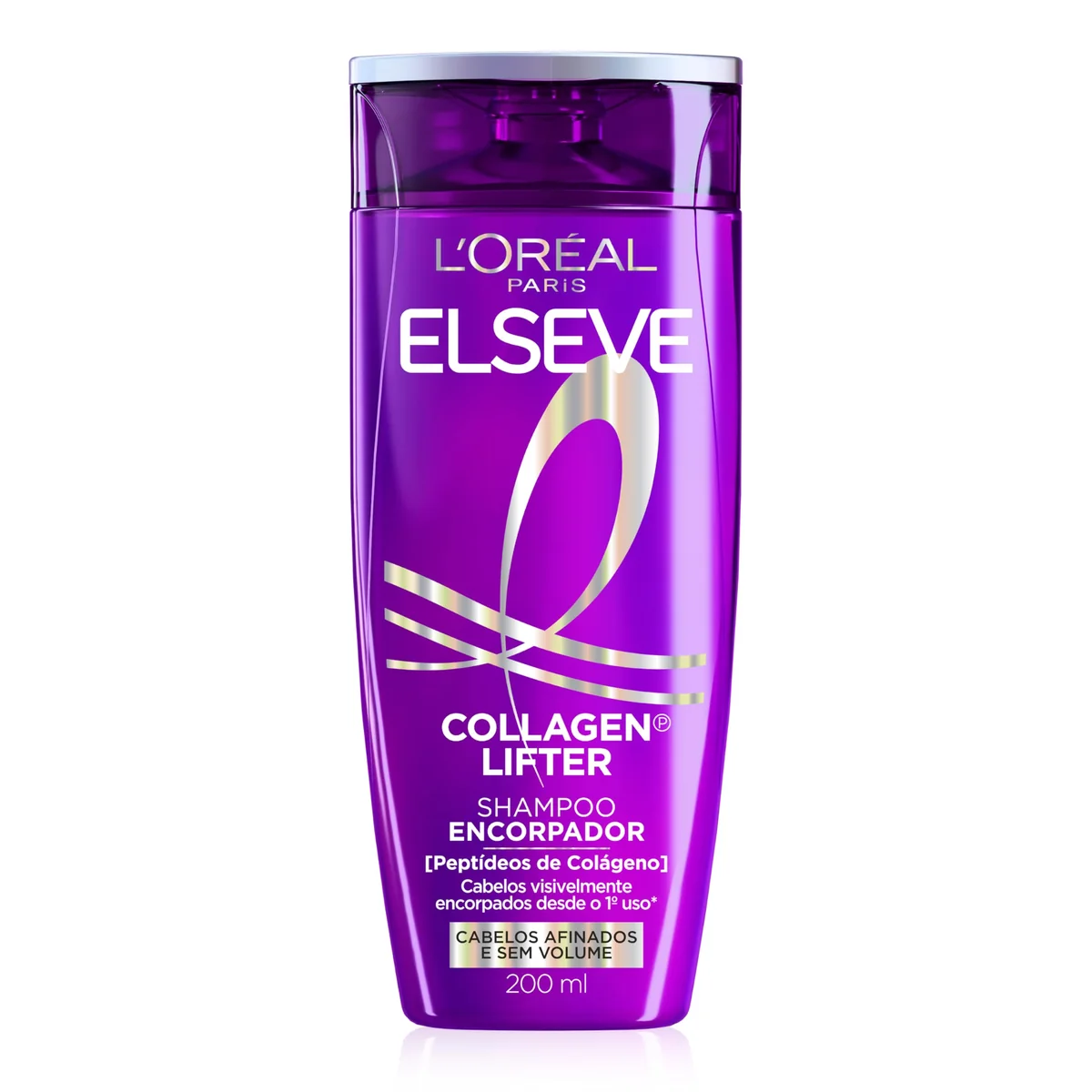 L'Oréal Paris Elseve Collagen Lifter Shampoo Encorpador para Cabelos Finos e Sem Volume, Reconstrói Massa Capilar e Amplifica Volume com Colágeno Vegetal 200ml