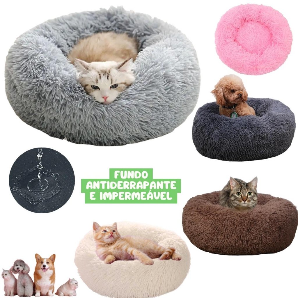 Cama para Cachorros Pequenos Caminha Redonda Gato Pet Pelúcia Macia Antiderrapante Qualidade 50x50