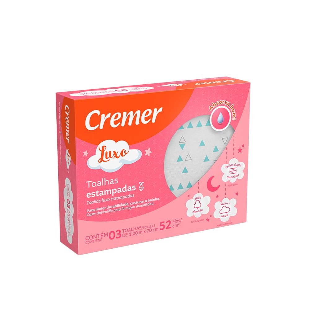 Cremer Toalha Luxo Estampa Feminina Com 3 Unidades