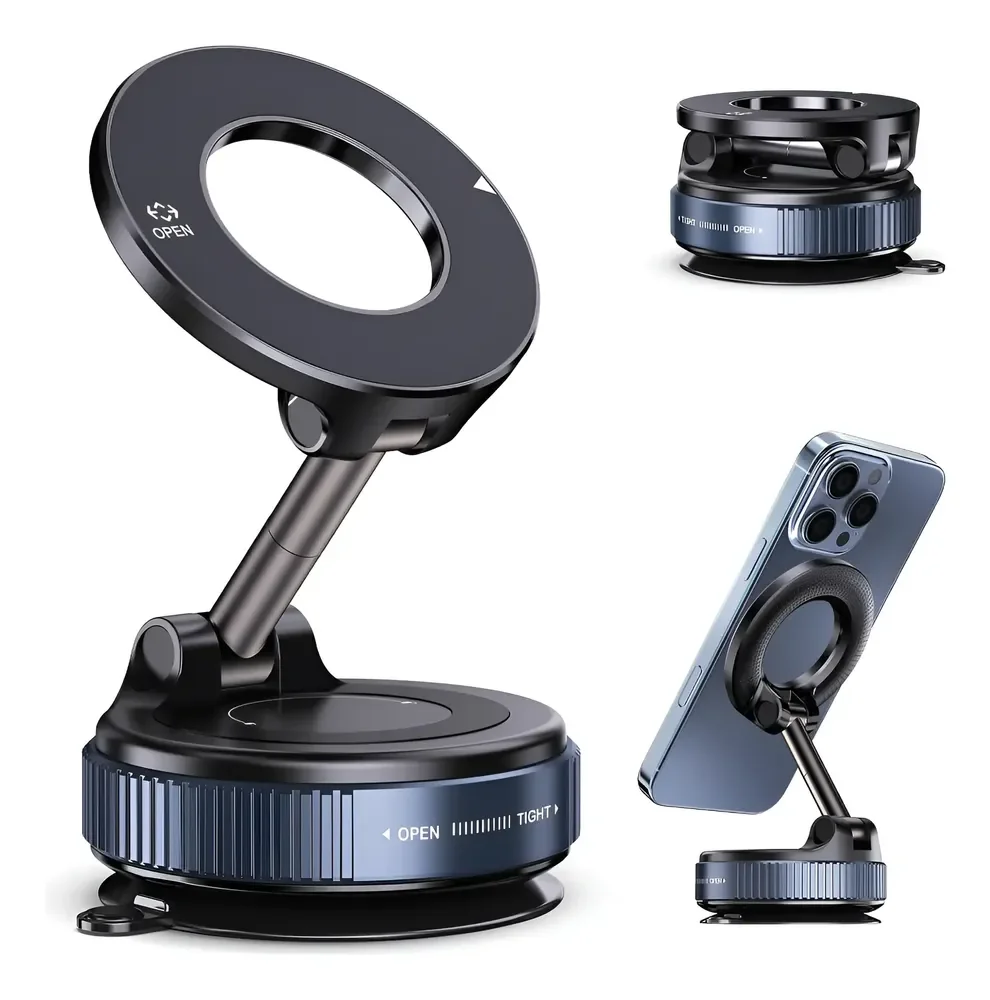 Suporte Celular Carro Magnético Rotativo 360dobrável Ventosa Preto