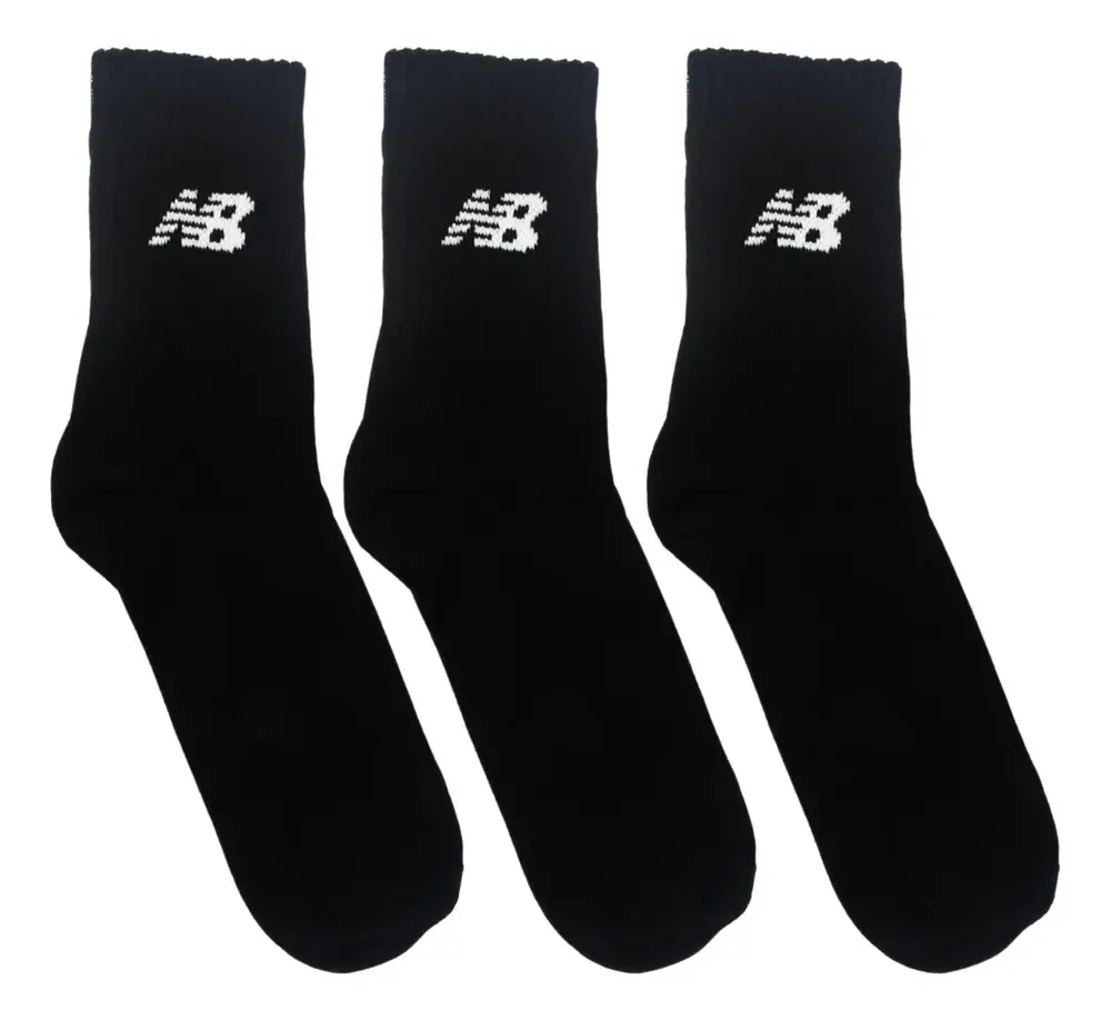 Kit 3 Meias New Balance Cano Longo 39 Ao 42 Casual Básico Preto 39/42
