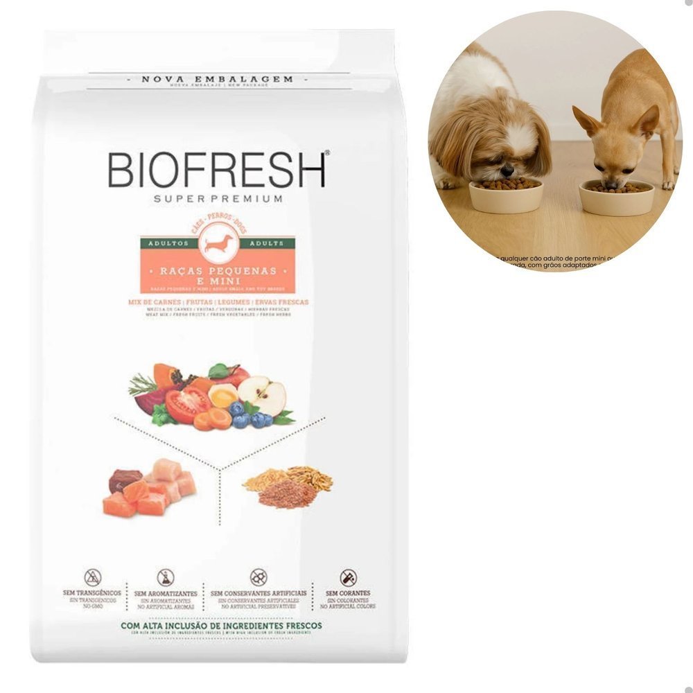 Ração Biofresh Mix de Carne, Frutas, Legumes e Ervas Frescas Cães Adultos de Raças Pequenas 10,1kg
