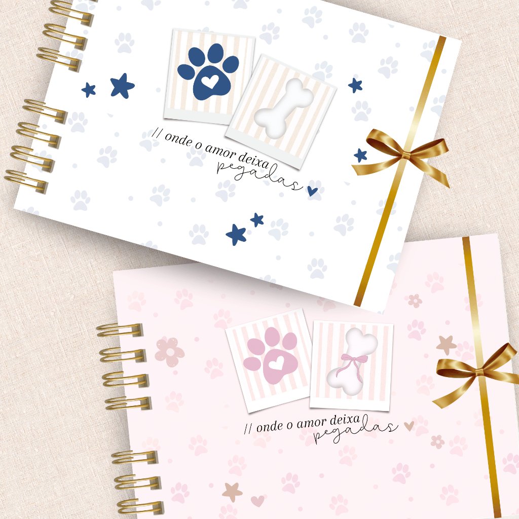 Álbum de Fotos Scrapbook Pet Capa Dura 21cmx15cm - Coleção Amor de Pet