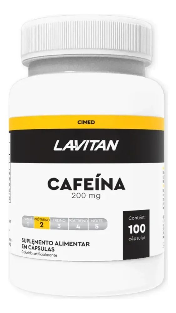 Cafeína Lavitan 200mg Suplemento Alimentar 100 Cápsulas Sem sabor Cimed