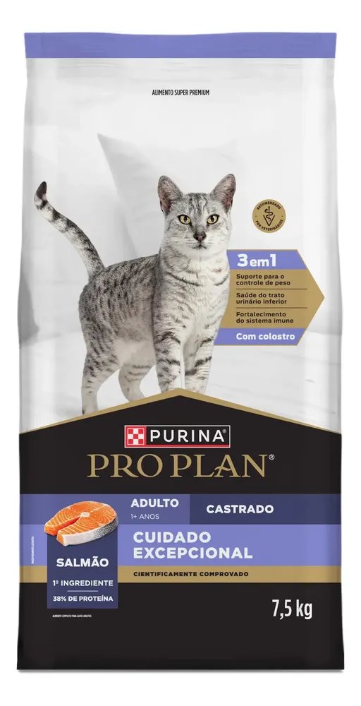 Pro Plan Ração Gato Adulto Castrado Salmão - 7,5kg