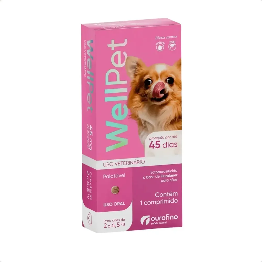 WellPet 2 a 4,5kg 45mg Antipulgas e Carrapatos Ourofino