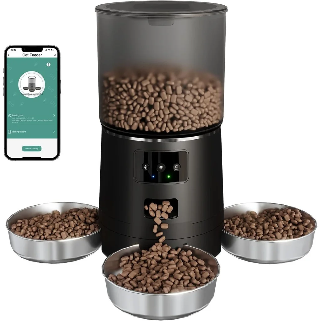 Newpet 6L três refeições Alimentador Comedouro Automático Wi-Fi Temporizador Para Cão Gato Wifi Tuya Control App- Bivolt