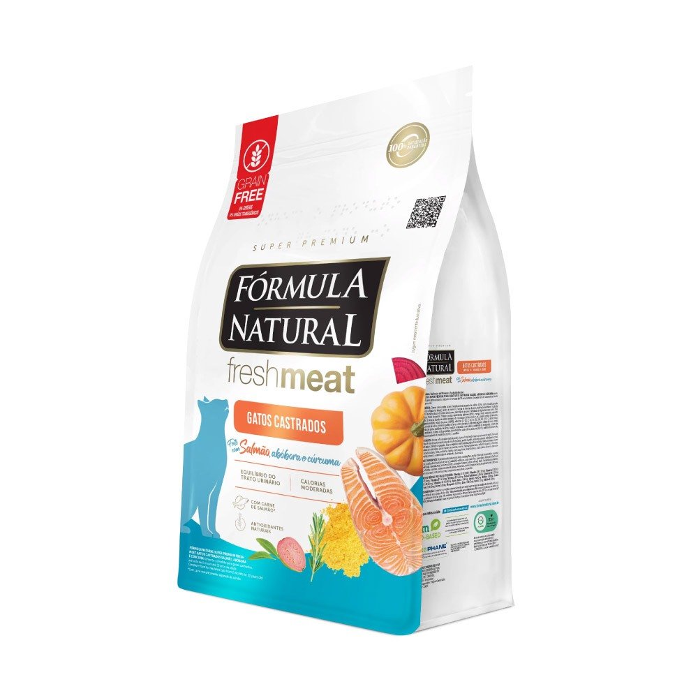 Ração Fórmula Natural Fresh Meat Gatos Castrados Sabor Salmão 10,1kg Adimax