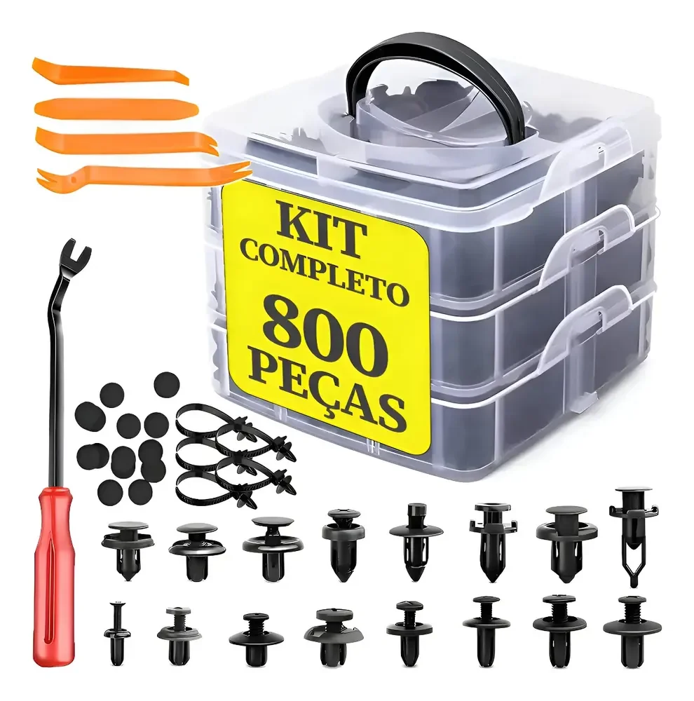 Kit 800 Presilha Grampo Parabarro Parachoque Universal Carro