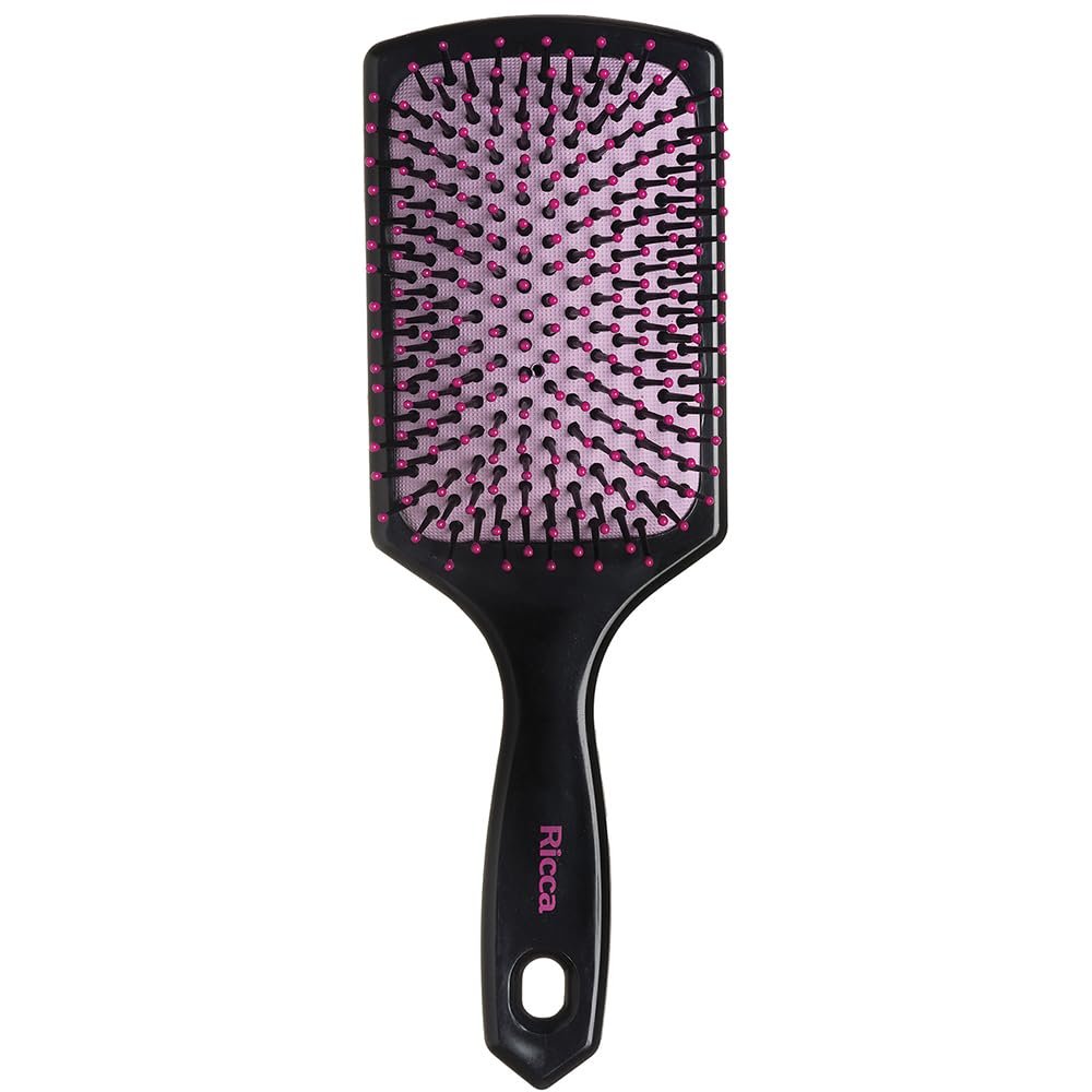 Ricca, Escova Black Pink, Raquete, Desembaraça e escova, Para todos os tipos de cabelos