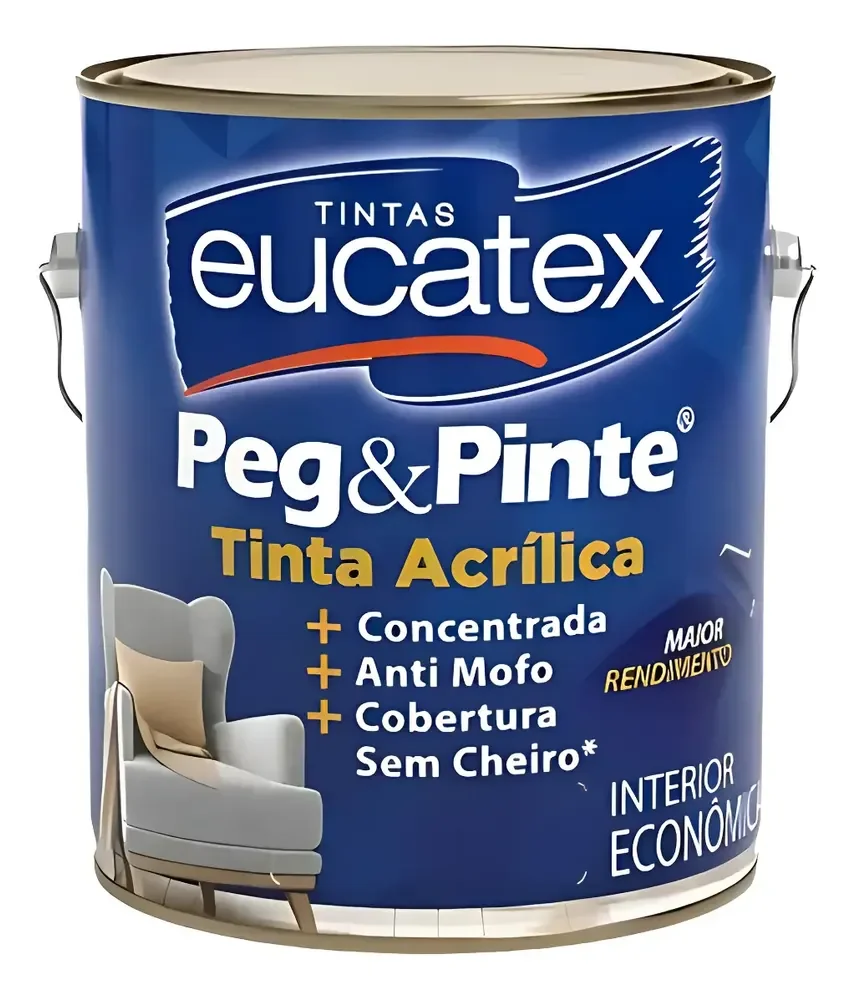 Tinta Acrílica Fosca Antimofo Eucatex 3,6l Base Água Cromio Fosco