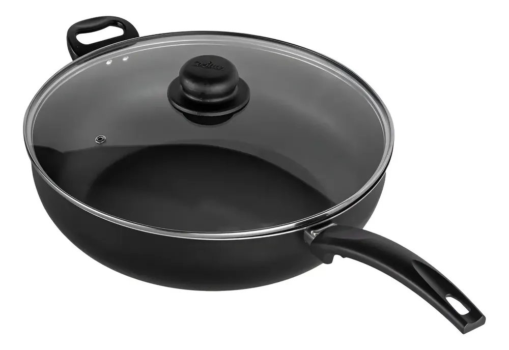 Frigideira Antiaderenre Grande Profissional 32 Cm Cabo Alça Cor Preto Cozillar