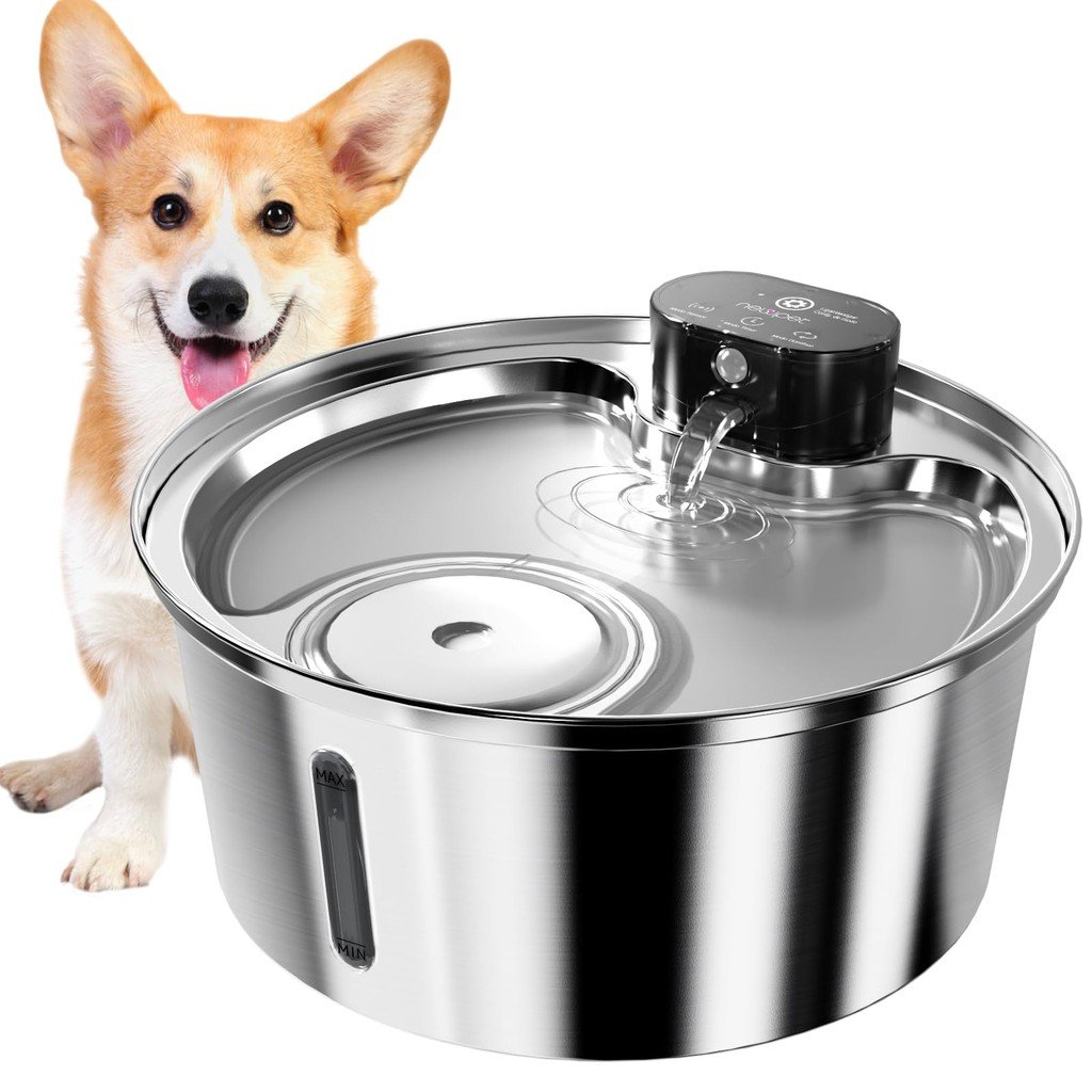 Newpet 7.5L De Aço Inoxidável Sem Fio Sensor De Recarga Cat Water Fountain Fonte Automática Para Cães E Gatos- Bivolt