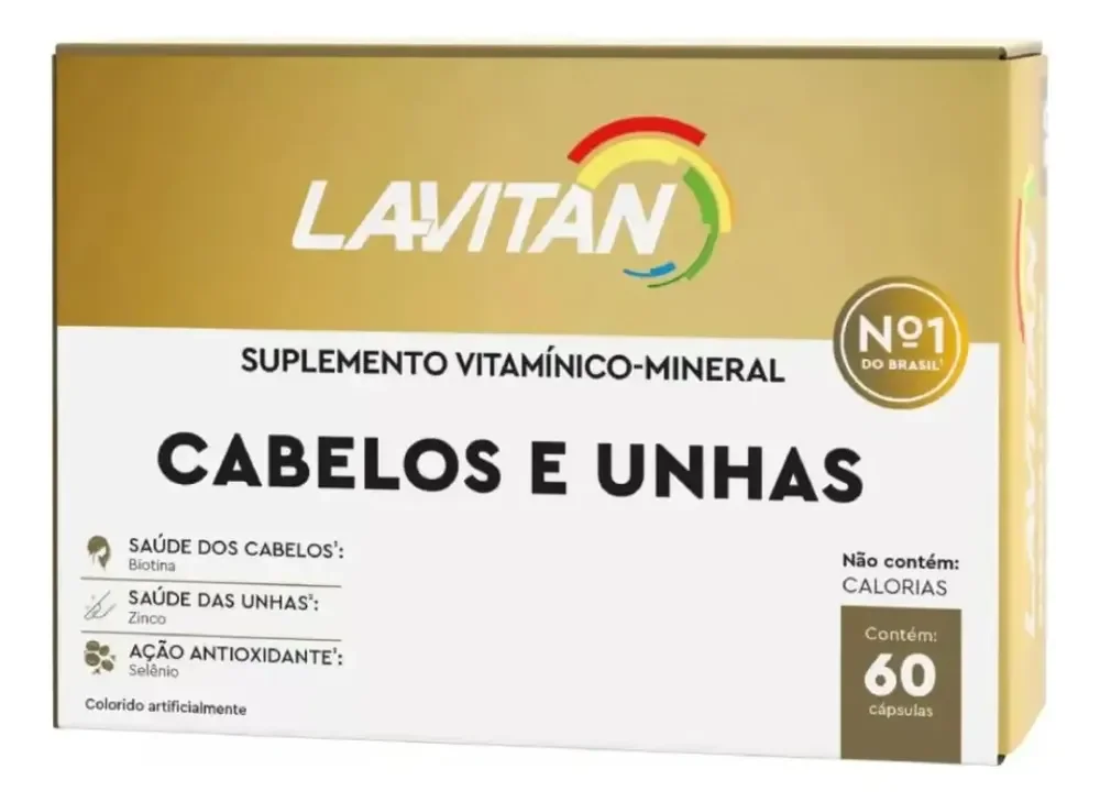 Lavitan Cabelos e Unhas Com 60 Cápsulas Vitaminas e Minerais