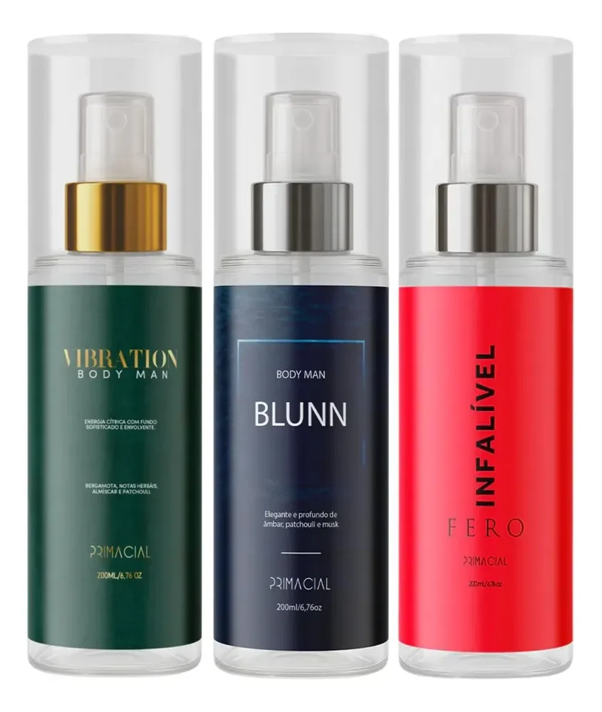 Kit Body Splash Masculino Vibration + Blunn + Infalível Fero