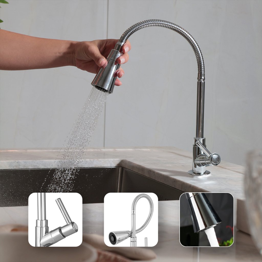 Torneira Gourmet Cozinha Bancada Pia Flexível 2 Jatos Abs