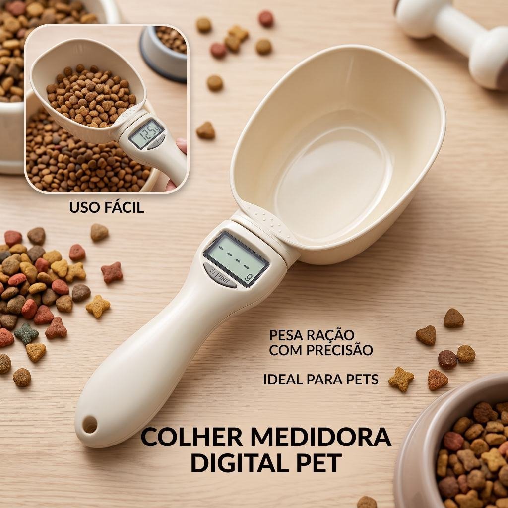 Balança Colher Digital Precisão Ração Pet LCD Cozinha