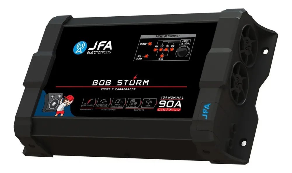 Fonte Carregador JFA Bob Storm 90A Bivolt para Som Automotivo e Projetos