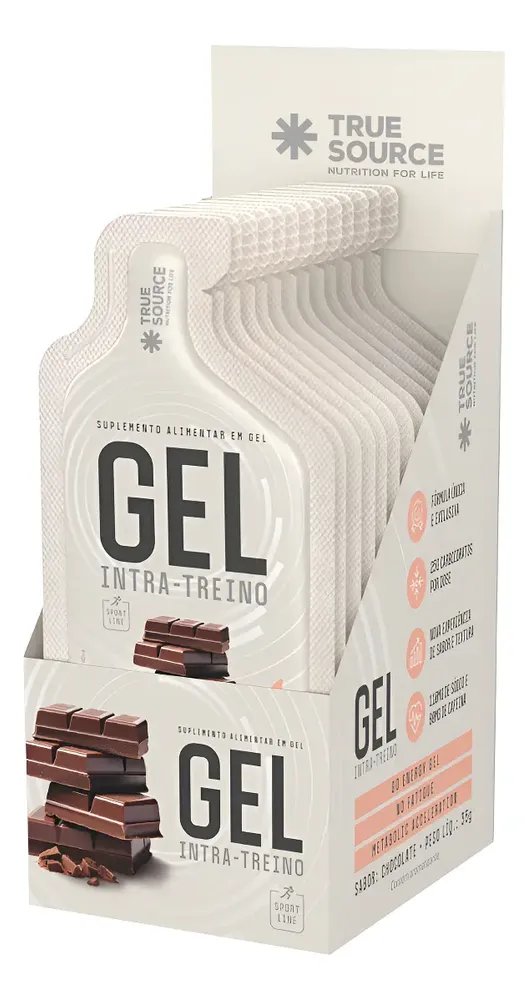Gel Intra Treino Carbo True Source Vitamina B6 Potássio Chocolate | 10 Sachês Com 35g