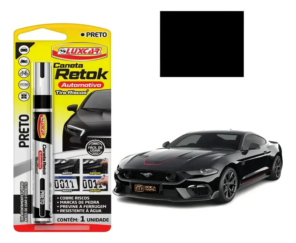 Caneta Retok Tira Riscos Automotivos Diversas Cores Luxcar Cor Preto