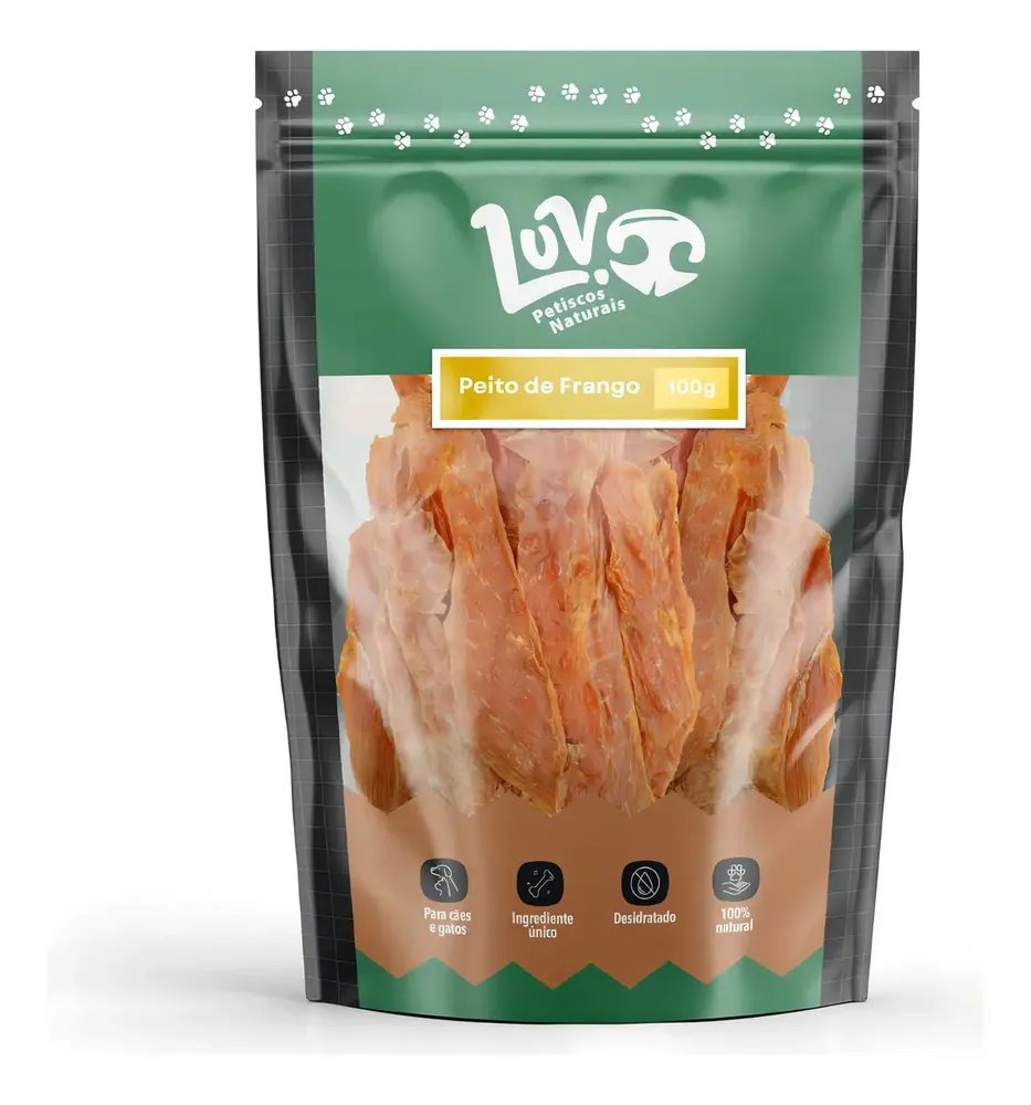 Petisco Natural Para Cães Gatos Pet Luv Peito De Frango 100g