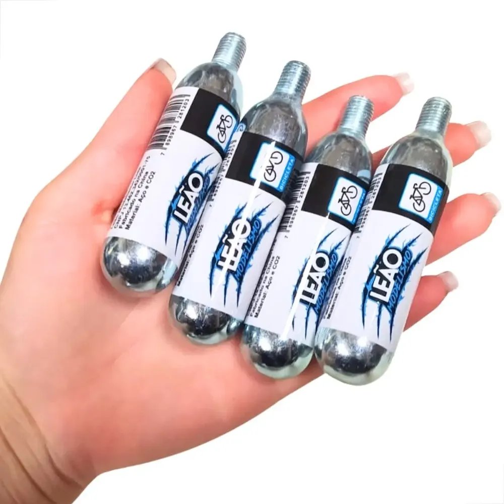 Kit 4 Cilindros De CO2 16g Para Bike Pneu Cápsula Leão Cor Cromado
