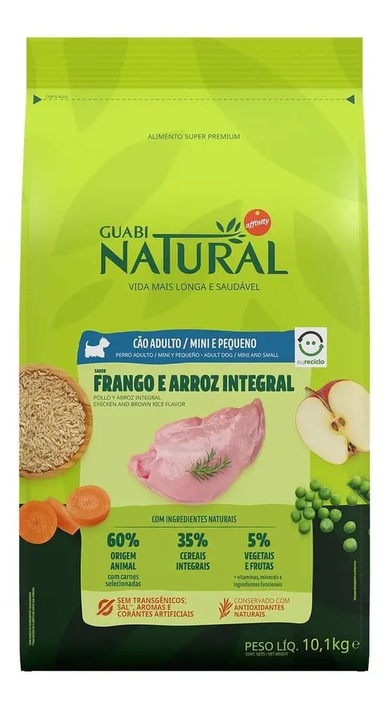 Alimento Guabi Natural Super Premium para cão adulto de raça mini e pequena sabor frango e arroz integral em sacola de 10.1kg