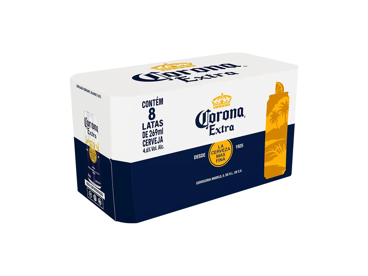 Cerveja Corona, Lata 269ml, Pack com 8 unidades
