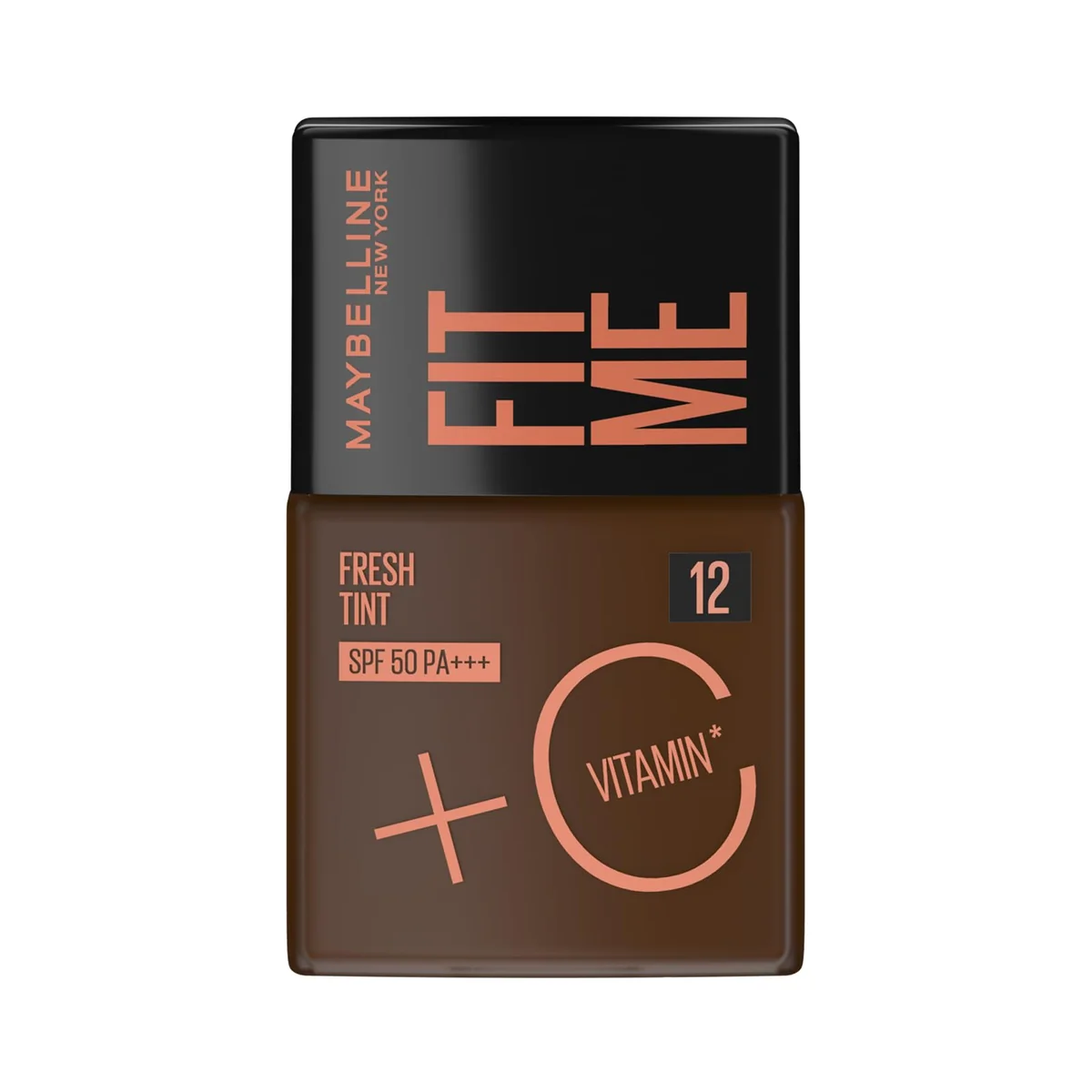 Maybelline NY Fit Me Fresh Tint Base Líquida, Proporciona Efeito Glow Natural, Controla a Oleosidade e Uniformiza a Pele com Vitamina C e FPS 50, Cor 12, 30ml