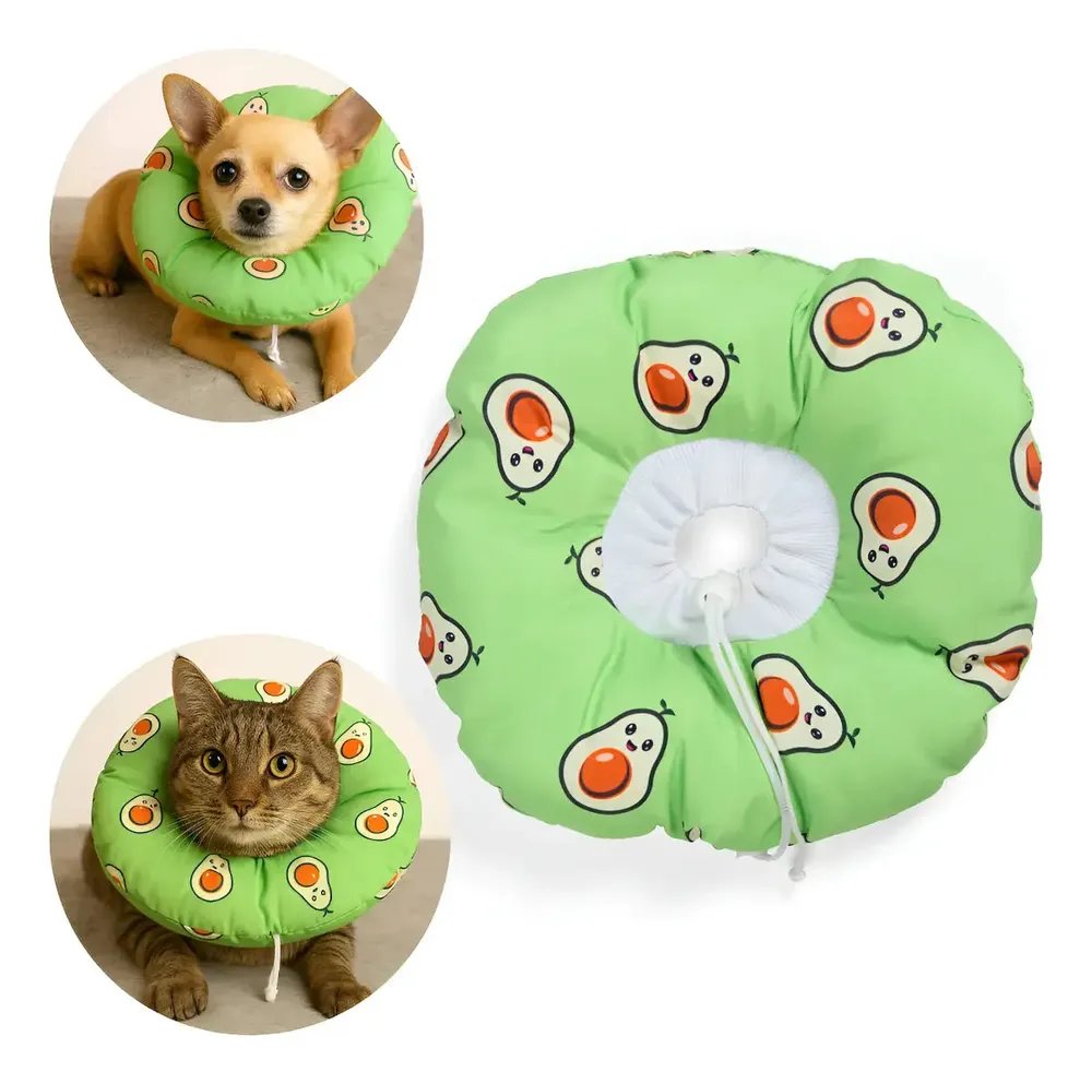 Colar Cone De Recuperação Macio Para Cães E Gatos Ajustável Abacate P