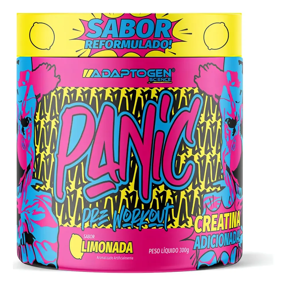 Suplemento Em Pó Adaptogen Science Panic Pré Treino Com Creatina Pote 300g Sabor Limonada
