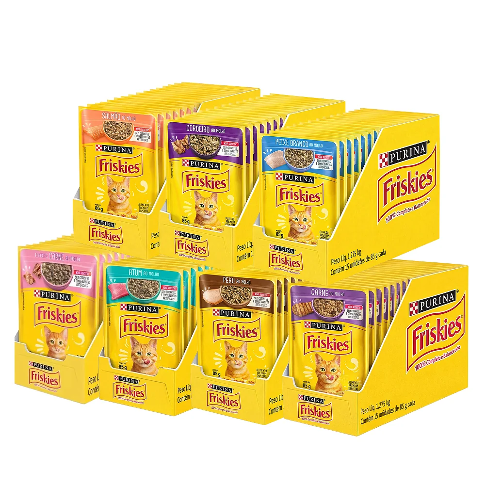 Ração úmida Friskies Sabores Variados para Gatos 15x85 g
