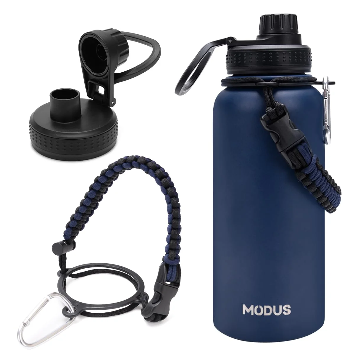 Garrafa Térmica De Água Isolada 1000ml Quente & Frio De Aço Inox Com Alça (Azul)
