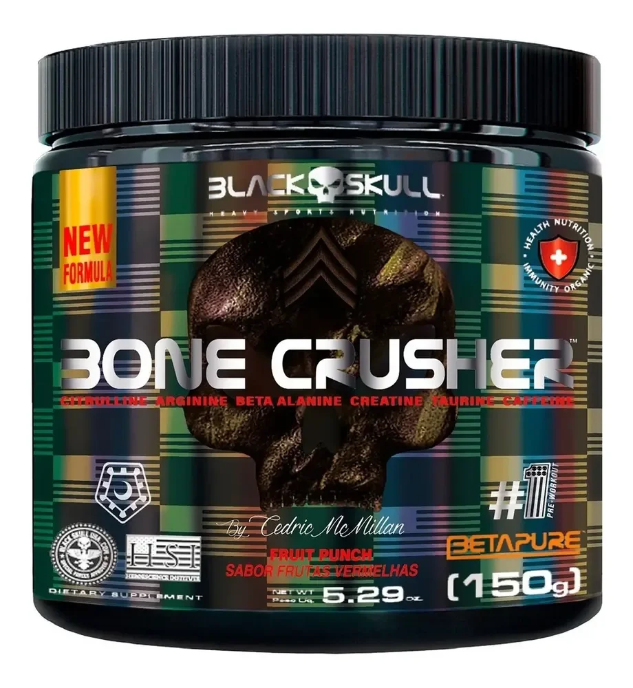 Pré-treino Bone Crusher 150g Cedric Mcmillan - Black Skull Sabor Frutos vermelhos