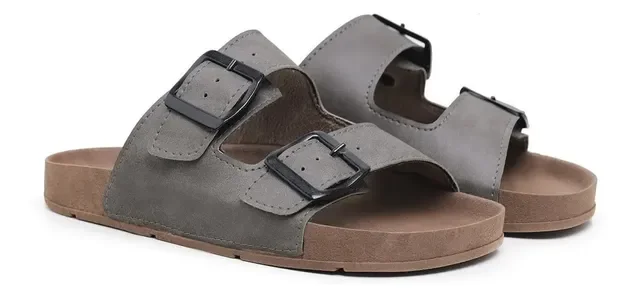 Birken Masculina Birken Chinelo Em Couro Ecológico Leve