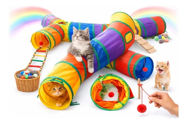 Túnel Dobrável Em S Para Gatos Brinquedo Interativo Petz