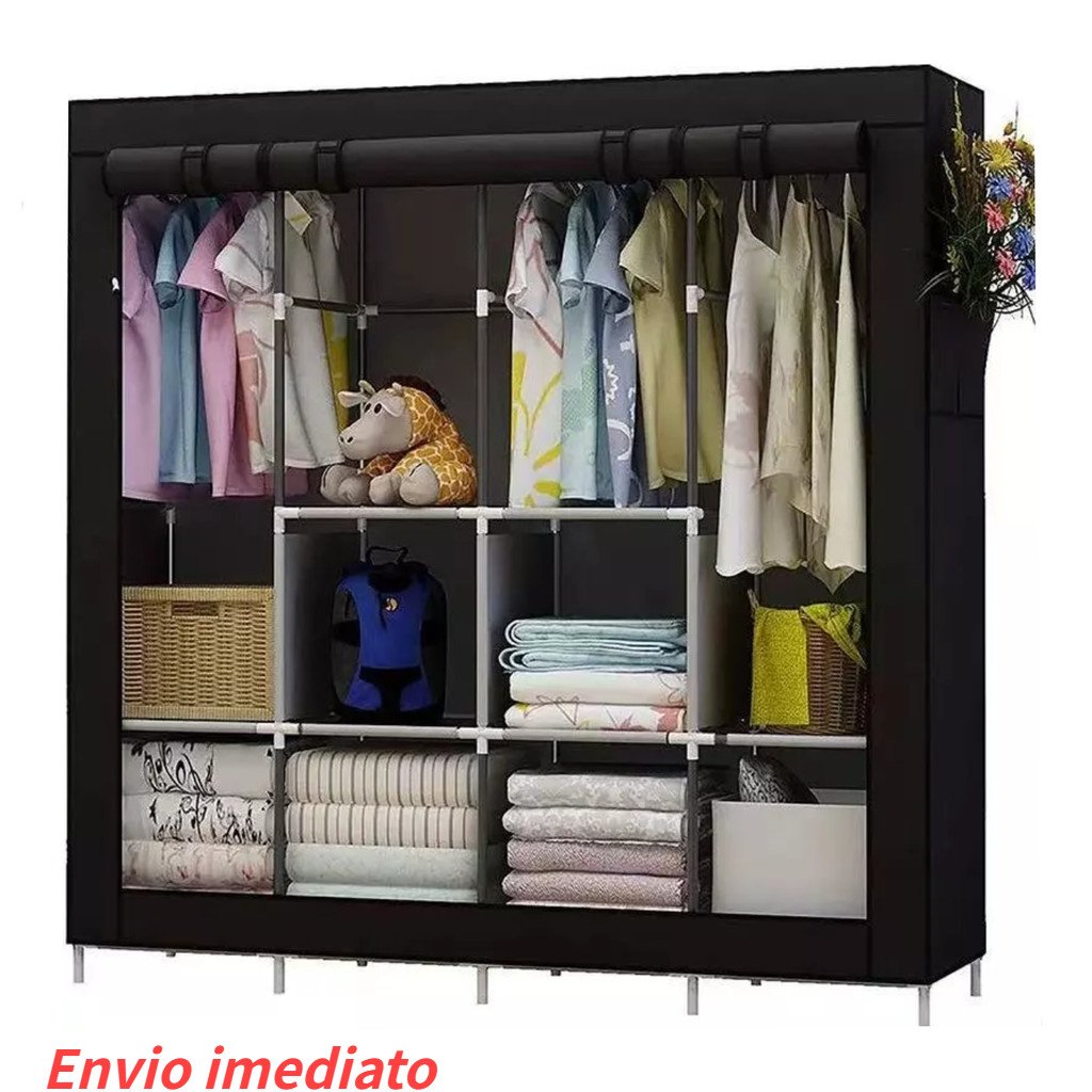 Guarda Roupa Dobrável Arara Portatil Armário Organizador Multiuso Roupeiro Cabideiro Sapateiras