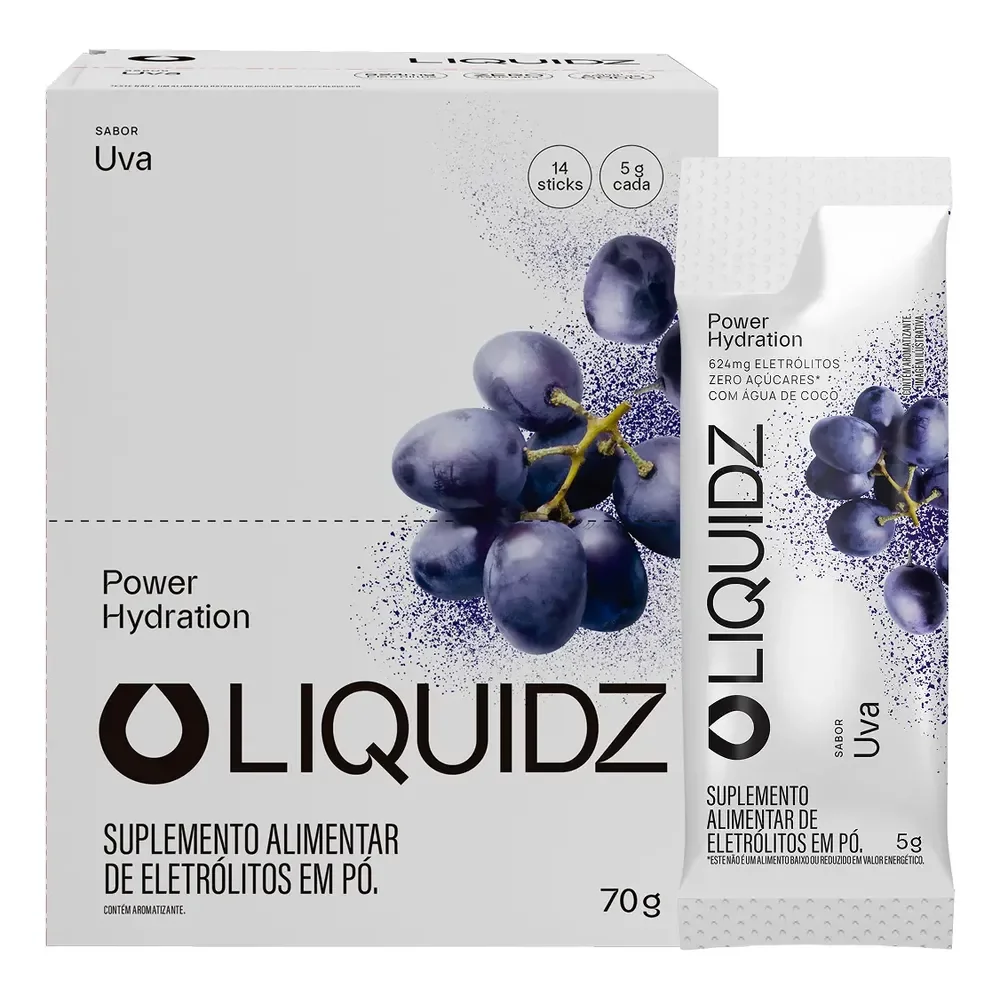 Liquidz® - Eletrólitos Zero Açúcares - Sabor Uva - 14 Sachês Uva